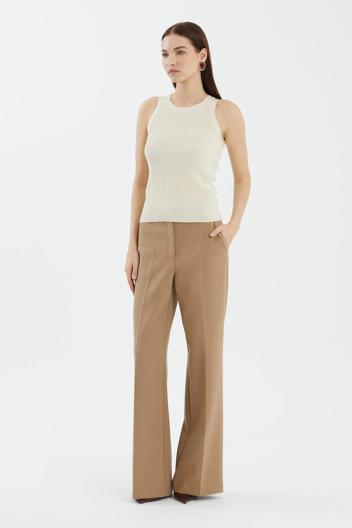 Ecru Silk-Blend Knit Top - Image 3