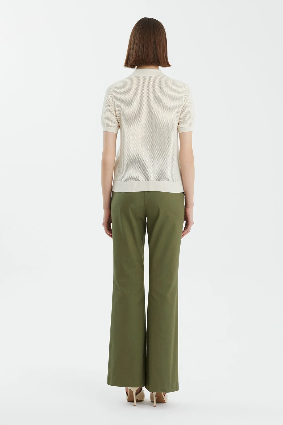 Ecru Silk Blend Short Sleeve Knit - Image 4