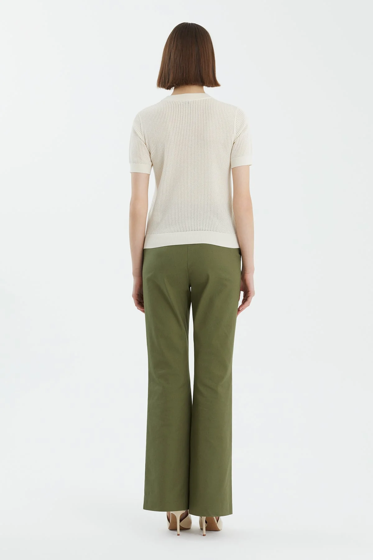 Ecru Silk Blend Short Sleeve Knit - Image 4