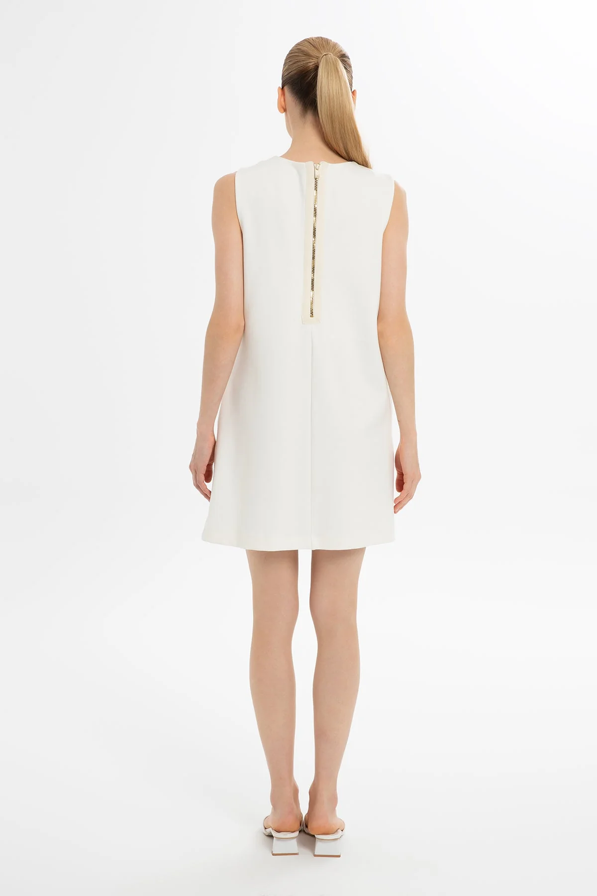 Ecru Sleeveless Short Dress - Image 4