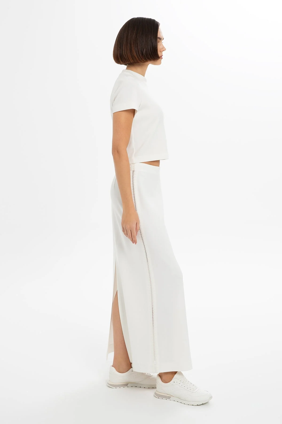 Ecru Slit-Detail Maxi Skirt - Image 3
