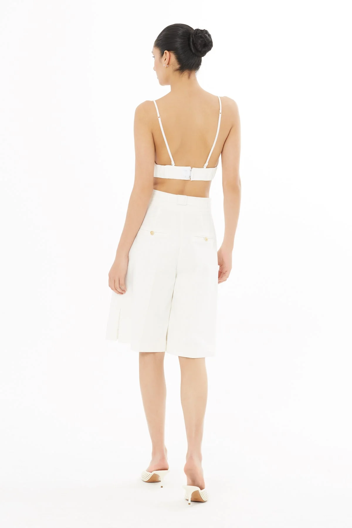 Ecru Slit-Hem Bermuda Shorts - Image 4