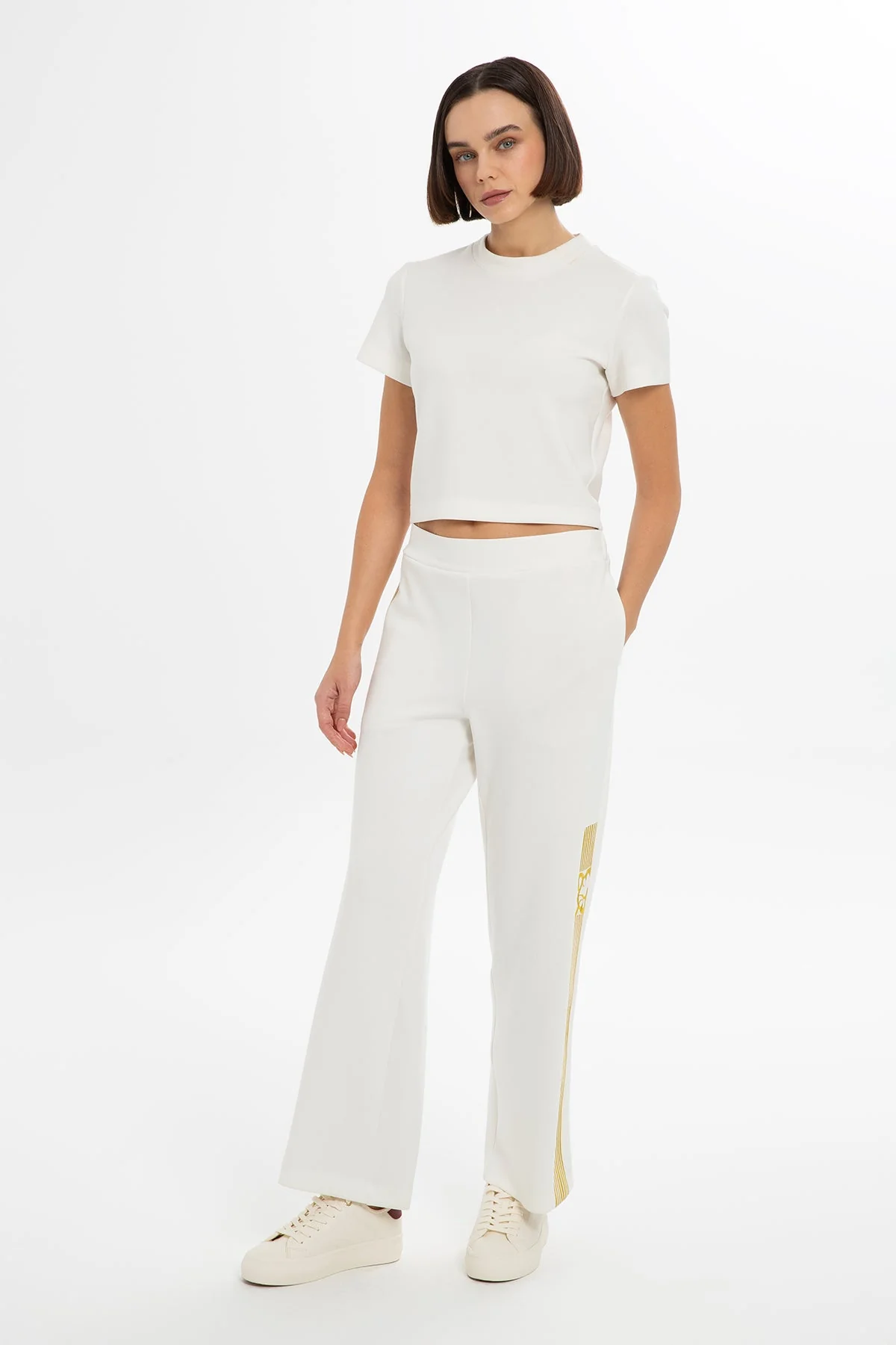 Ecru Straight-Leg Sweatpants