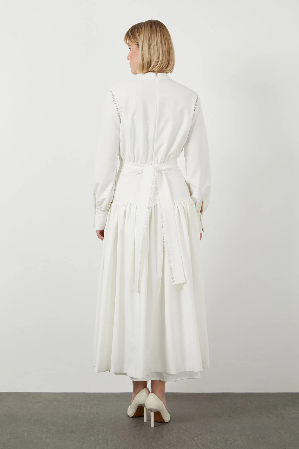 Ecru Stripe-Detail Midi Dress - Image 4