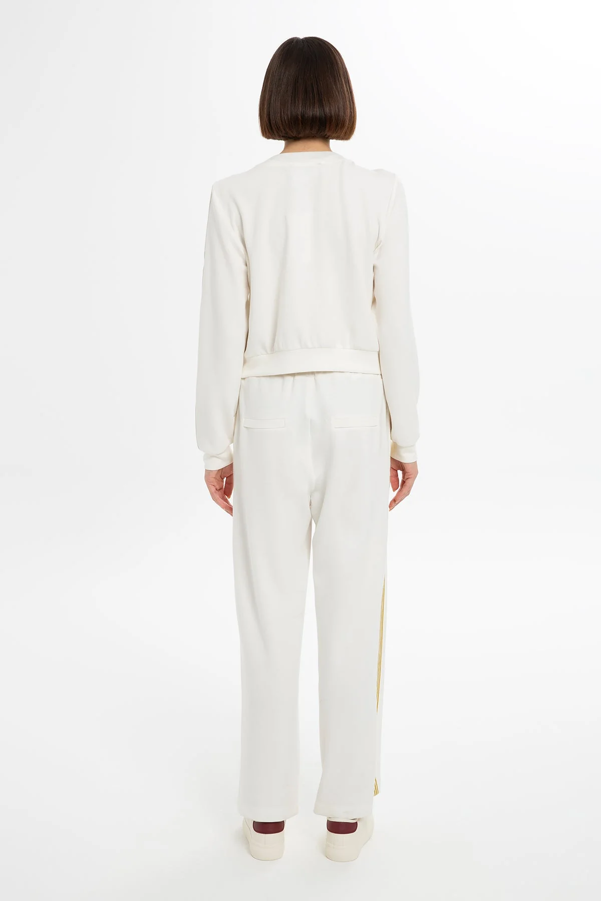 Ecru Stripe-Detail Sleeve Sweatshirt - Image 4