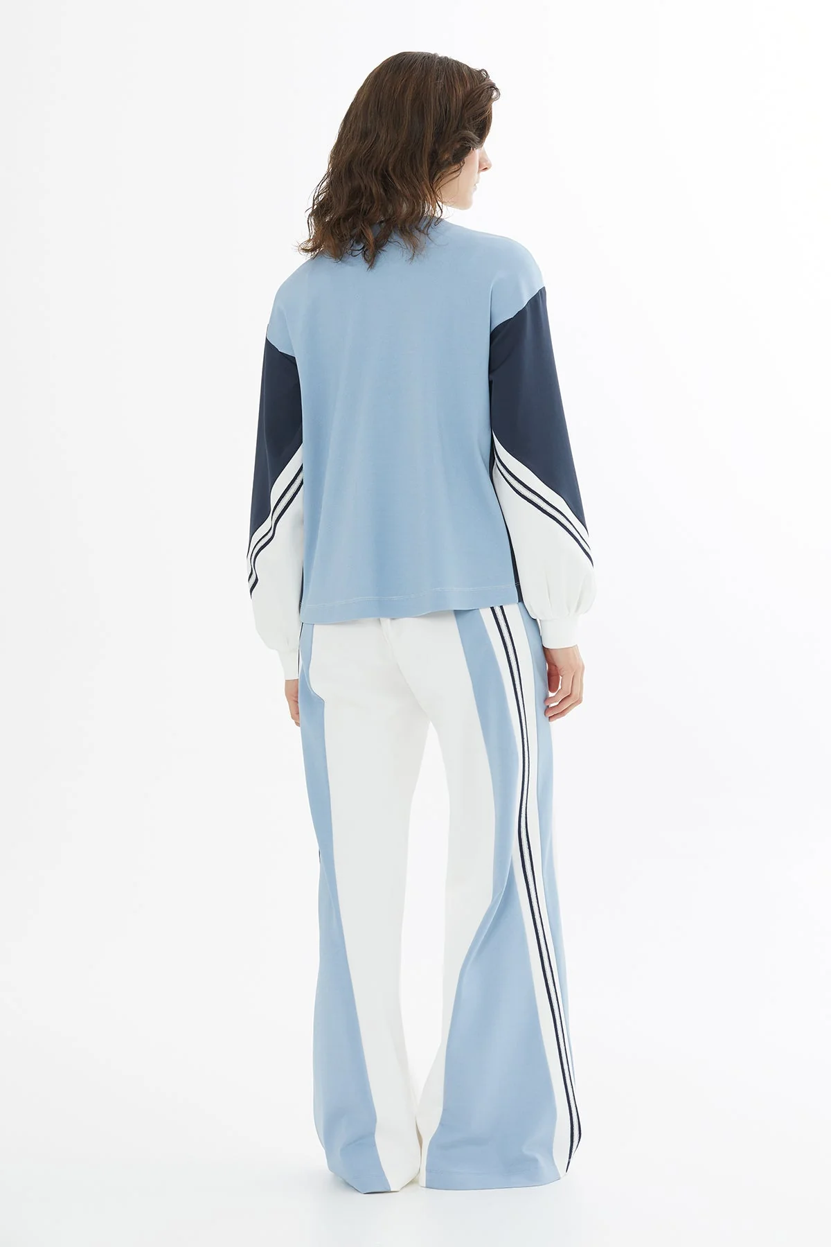 Ecru Stripe Knit Trim Sweatshirt - Image 5