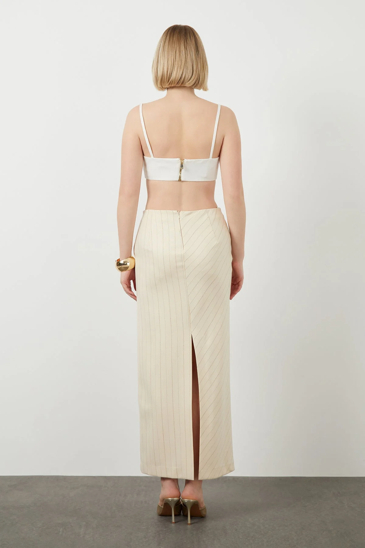 Ecru Striped Maxi Skirt - Image 3