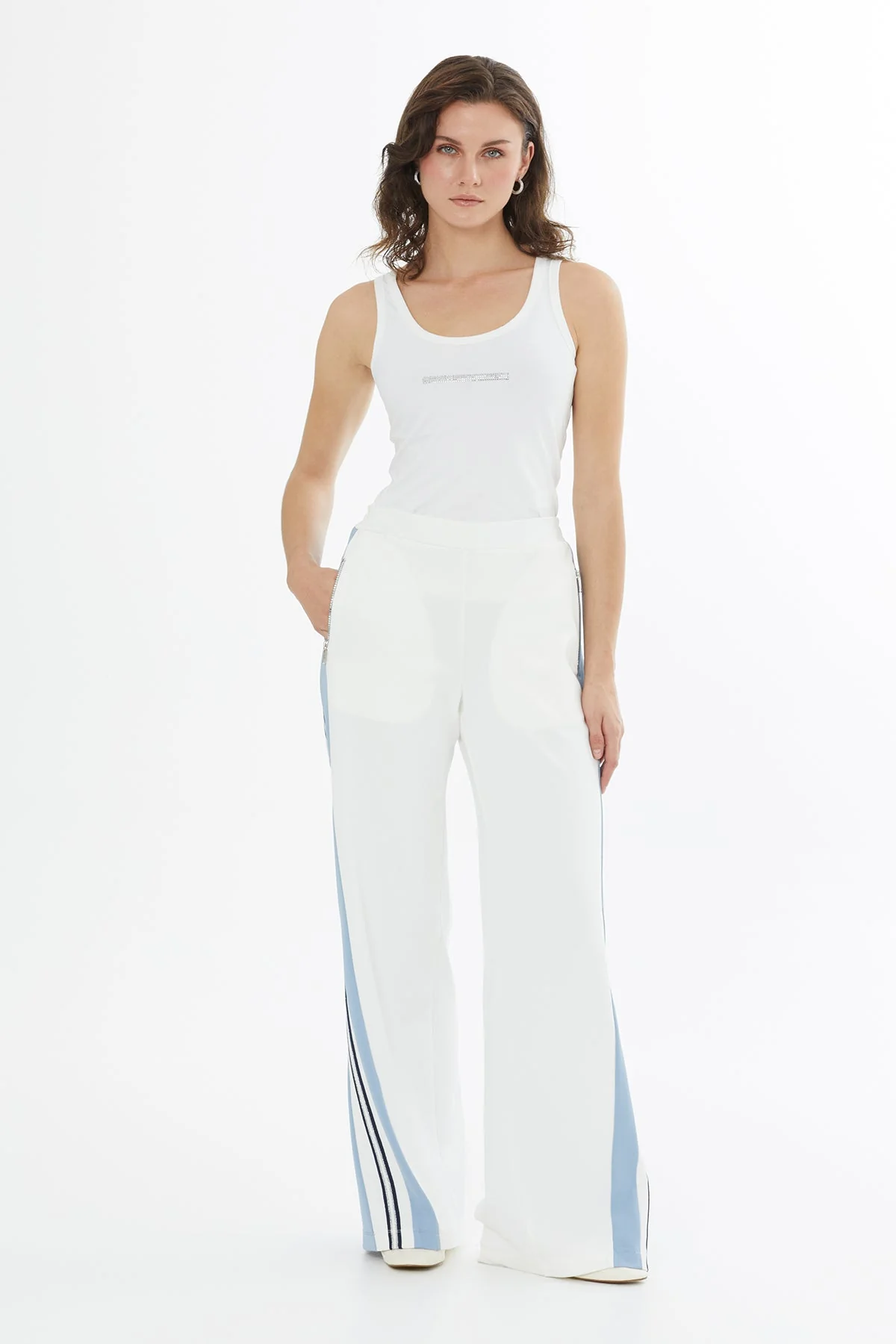 Ecru Striped Zip Pocket Joggers