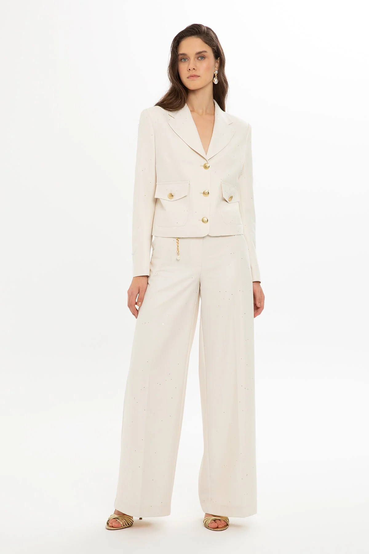 Ecru Suit with Short Jacket