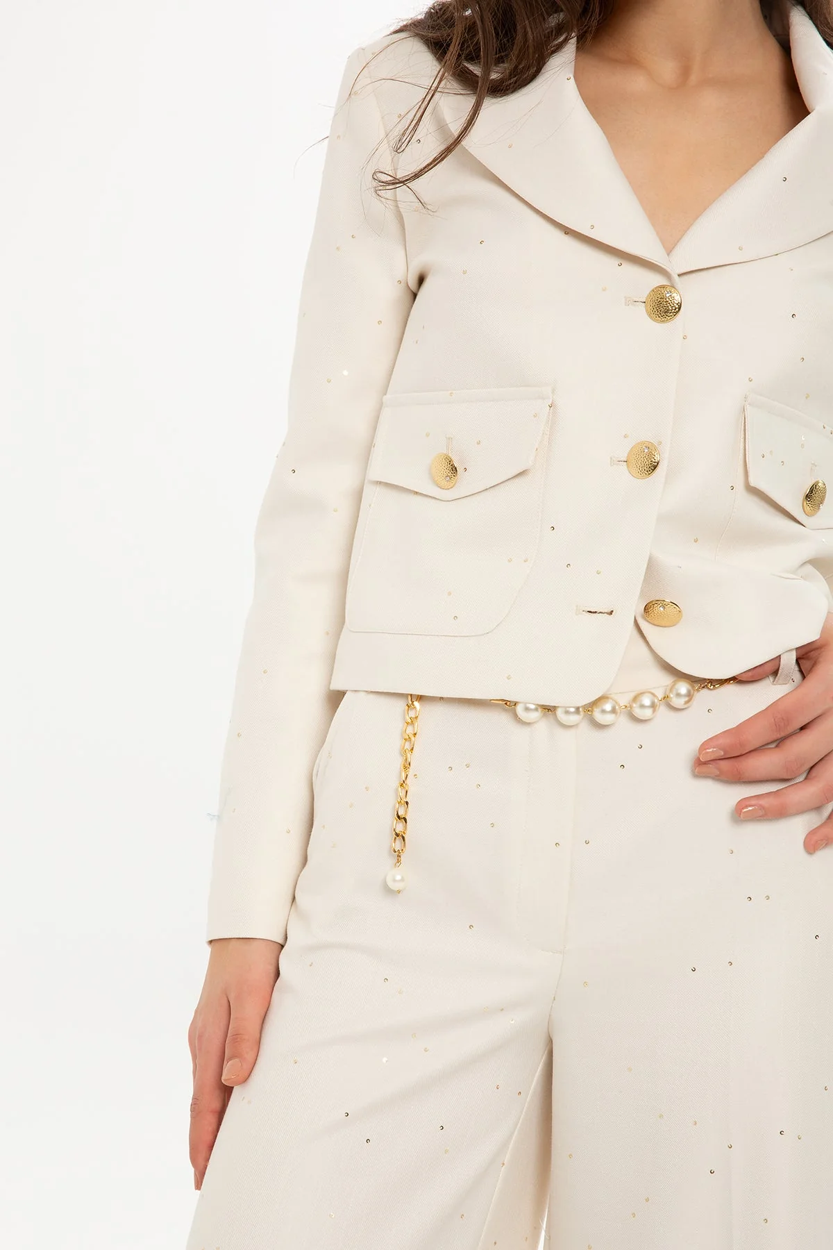 Ecru Suit with Short Jacket - Image 2