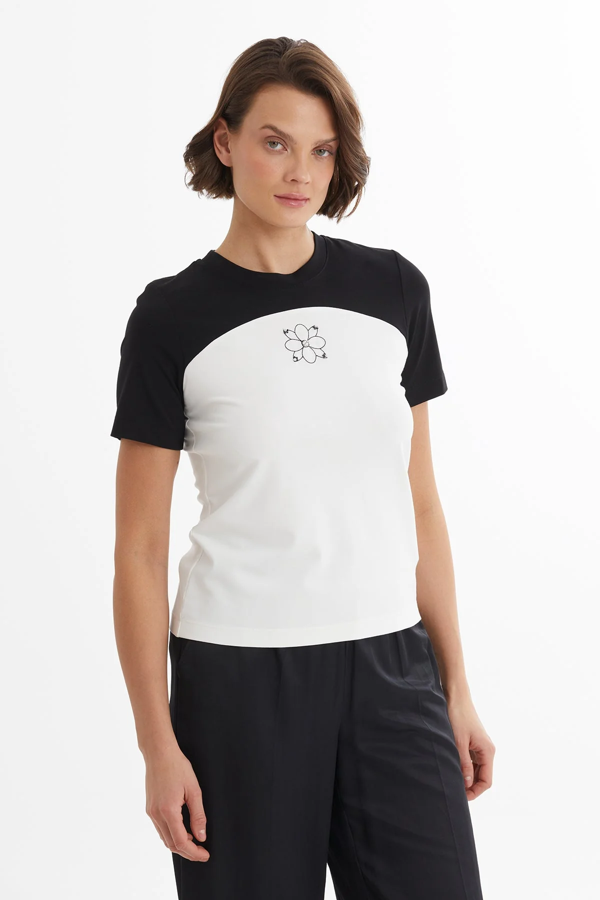 Ecru T-Shirt with Embroidery Details - Image 3