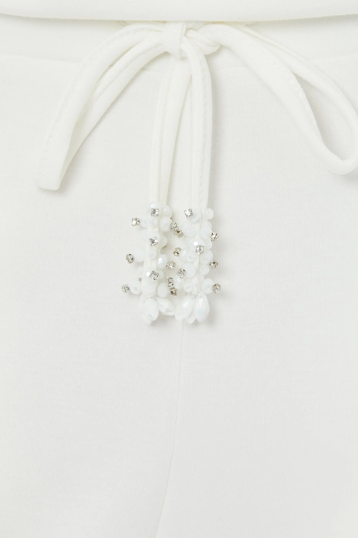 Ecru Tie Detail Straight-Leg Sweatpants - Image 3