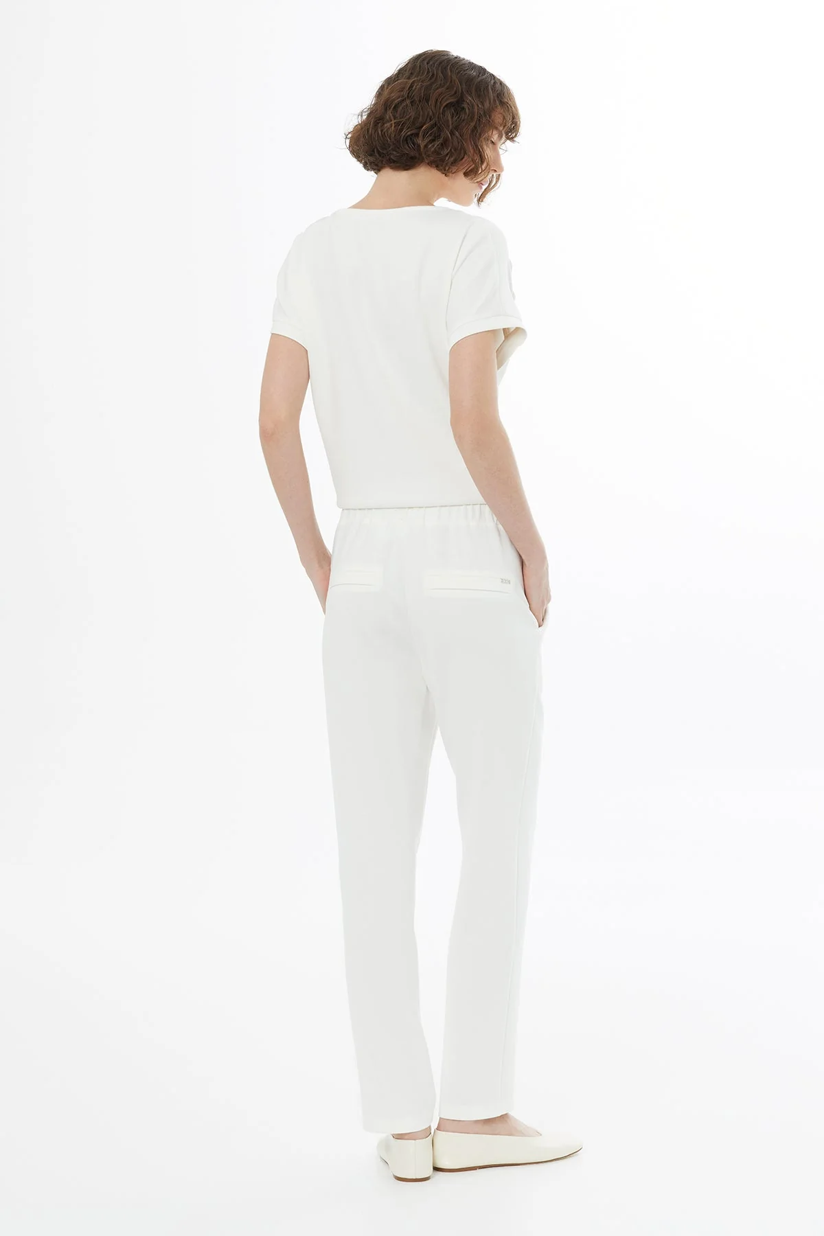 Ecru Tie Detail Straight-Leg Sweatpants - Image 5