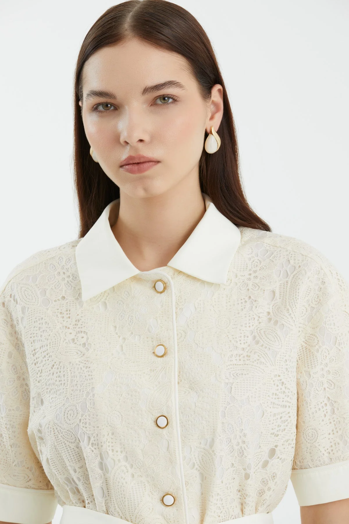 Ecru Tie-Waist Shirt Trouser Set - Image 2
