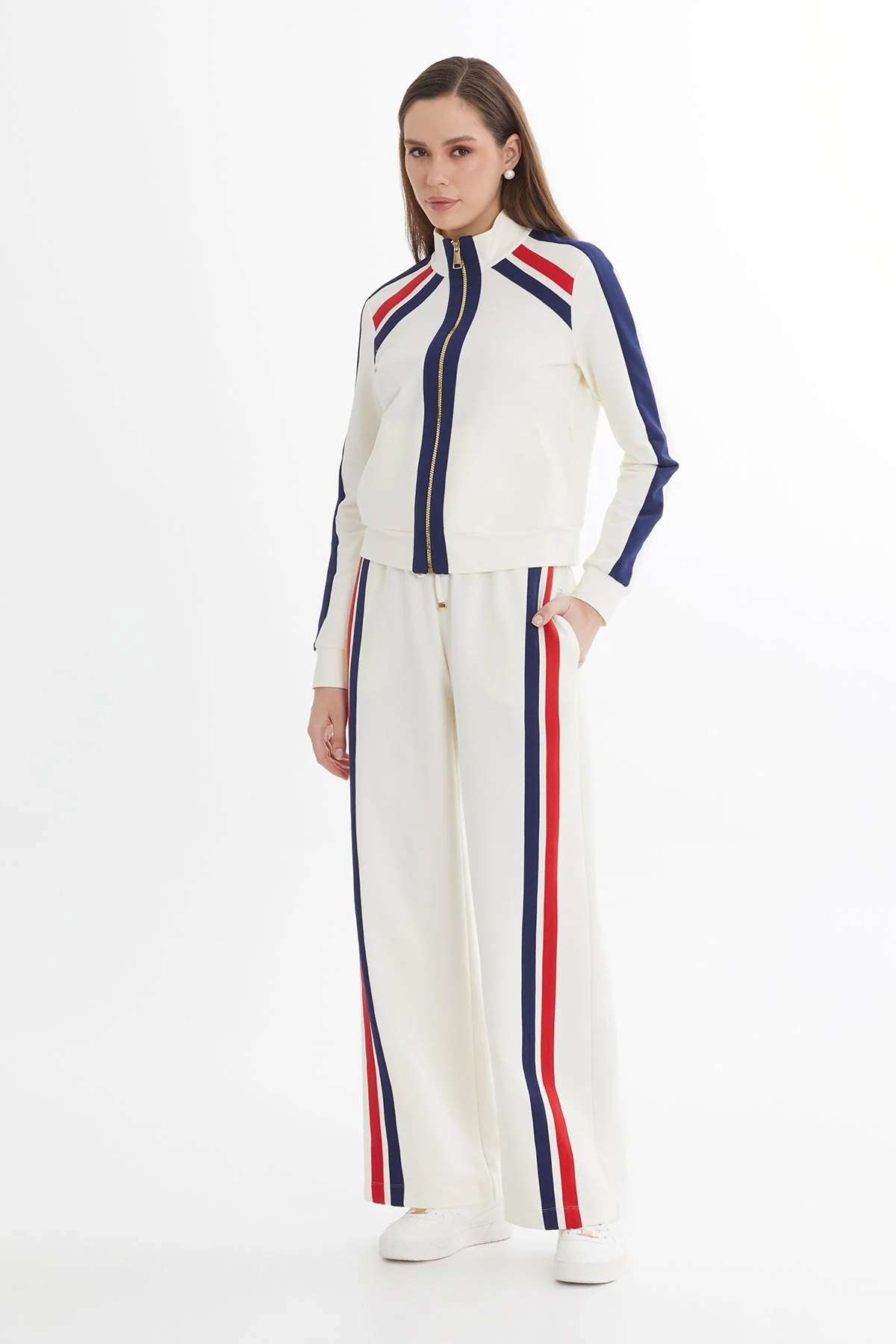 Ecru Trim Detail Jacket Sweat Set - Image 3