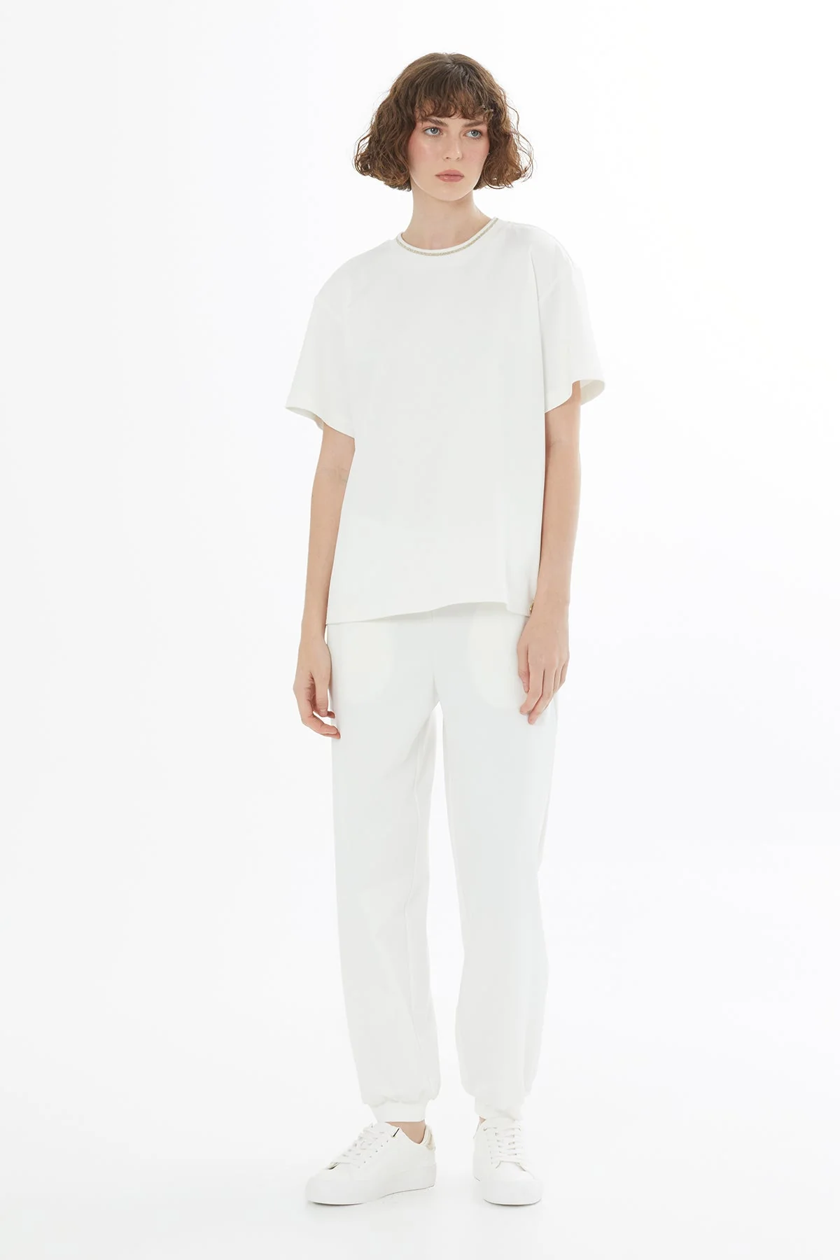 Ecru Tulle Detail T-Shirt