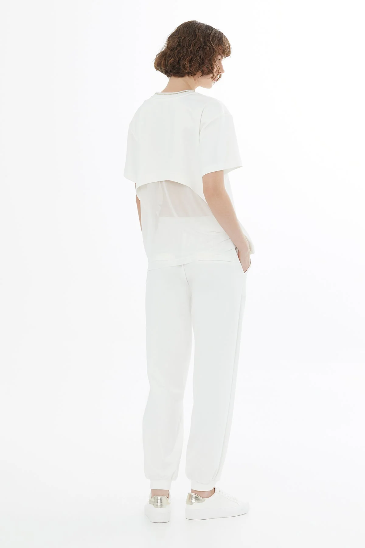 Ecru Tulle Detail T-Shirt - Image 4