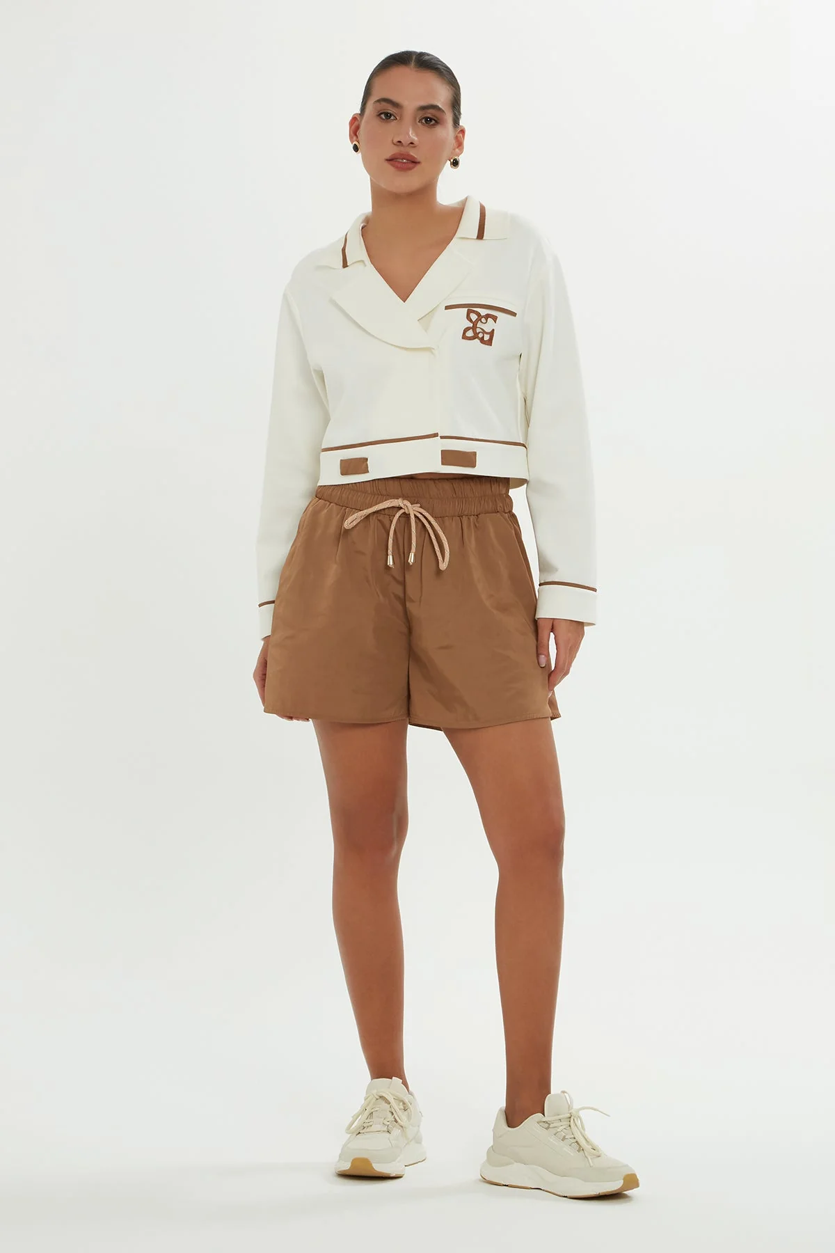 Ecru V-Neck Sweatshirt