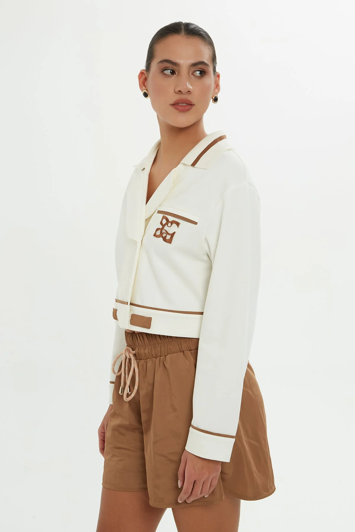 Ecru V-Neck Sweatshirt - Image 3