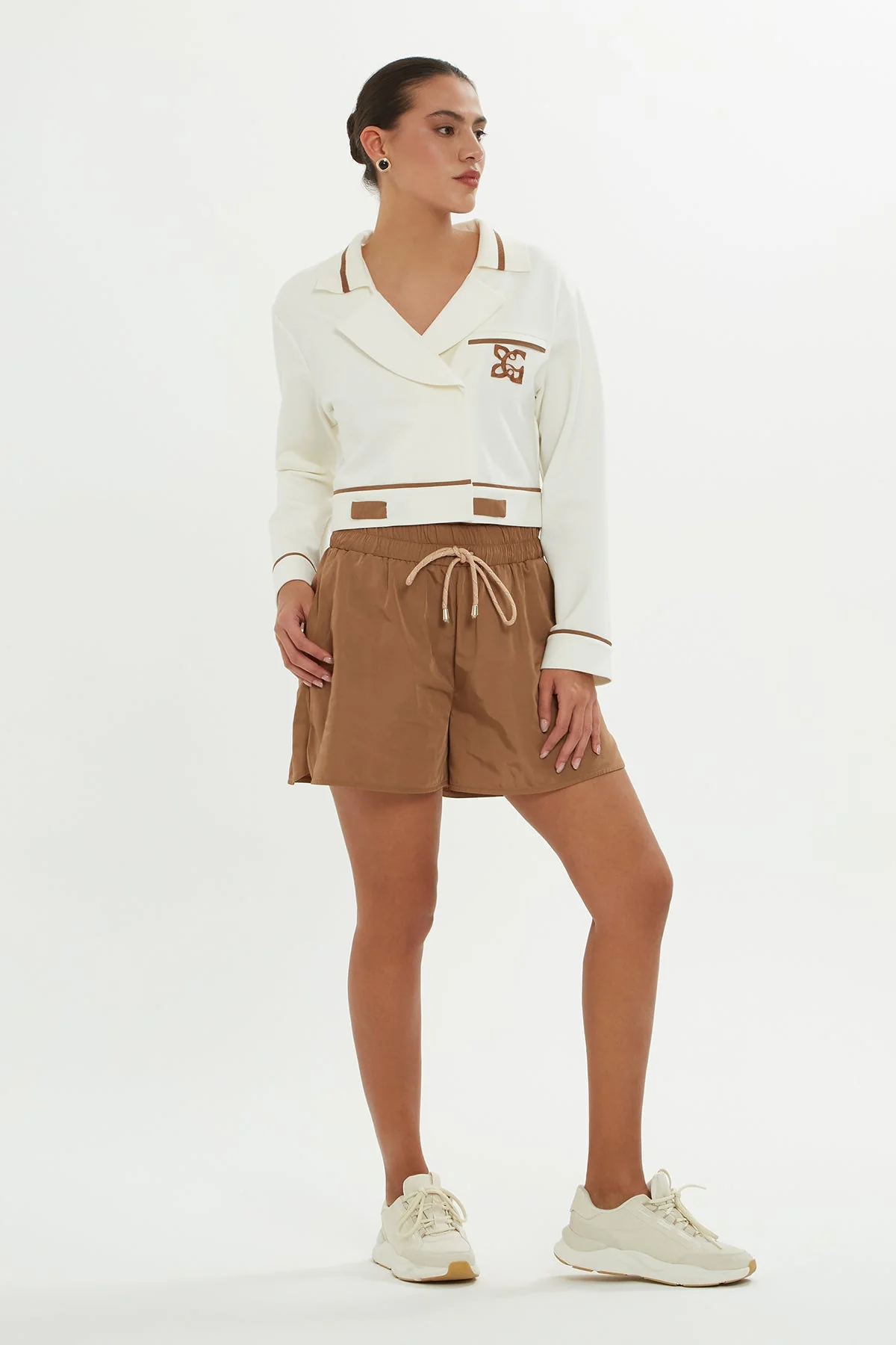 Ecru V-Neck Sweatshirt - Image 4