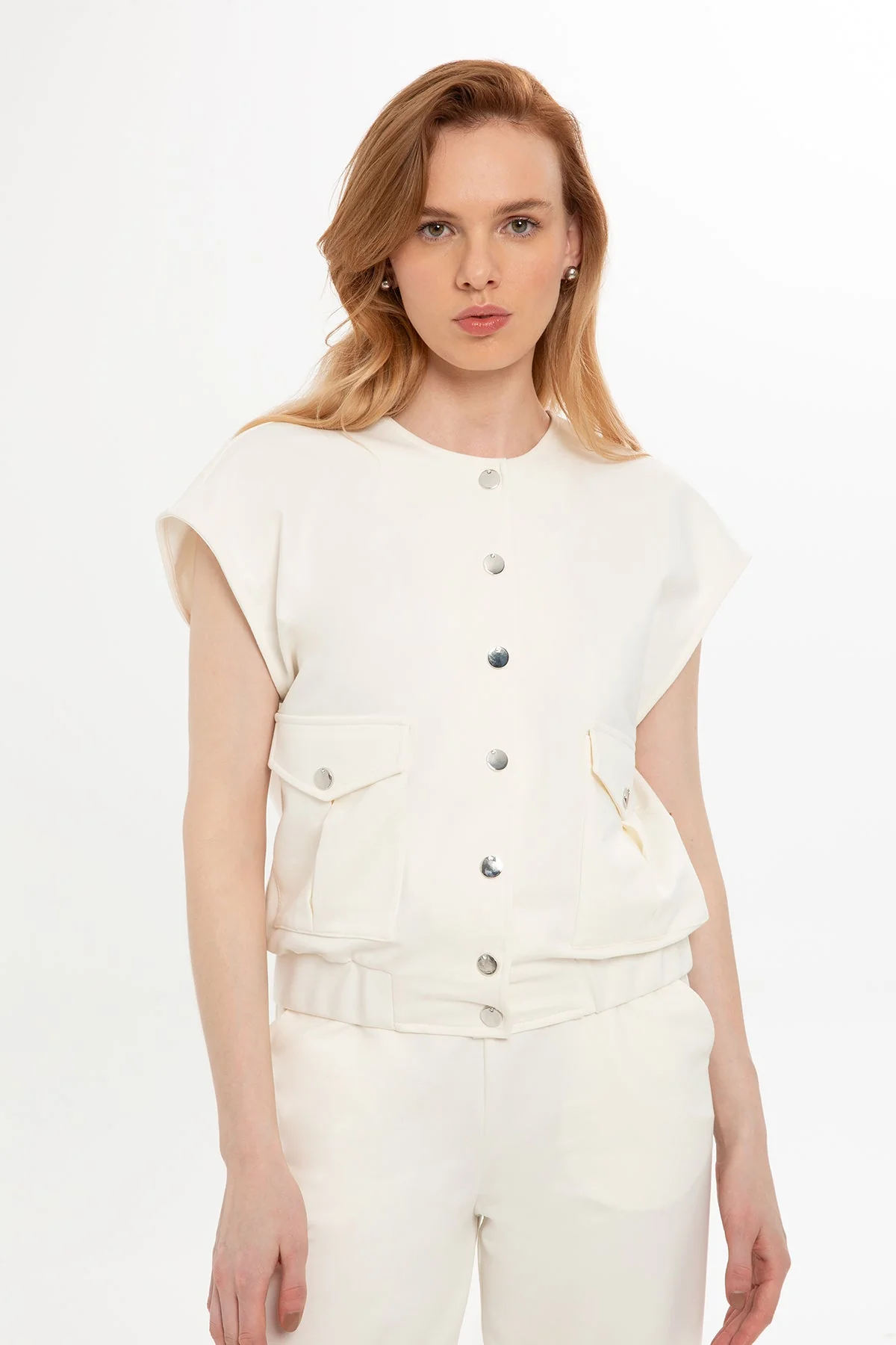 Ecru Vest-Layered Tracksuit - Image 2