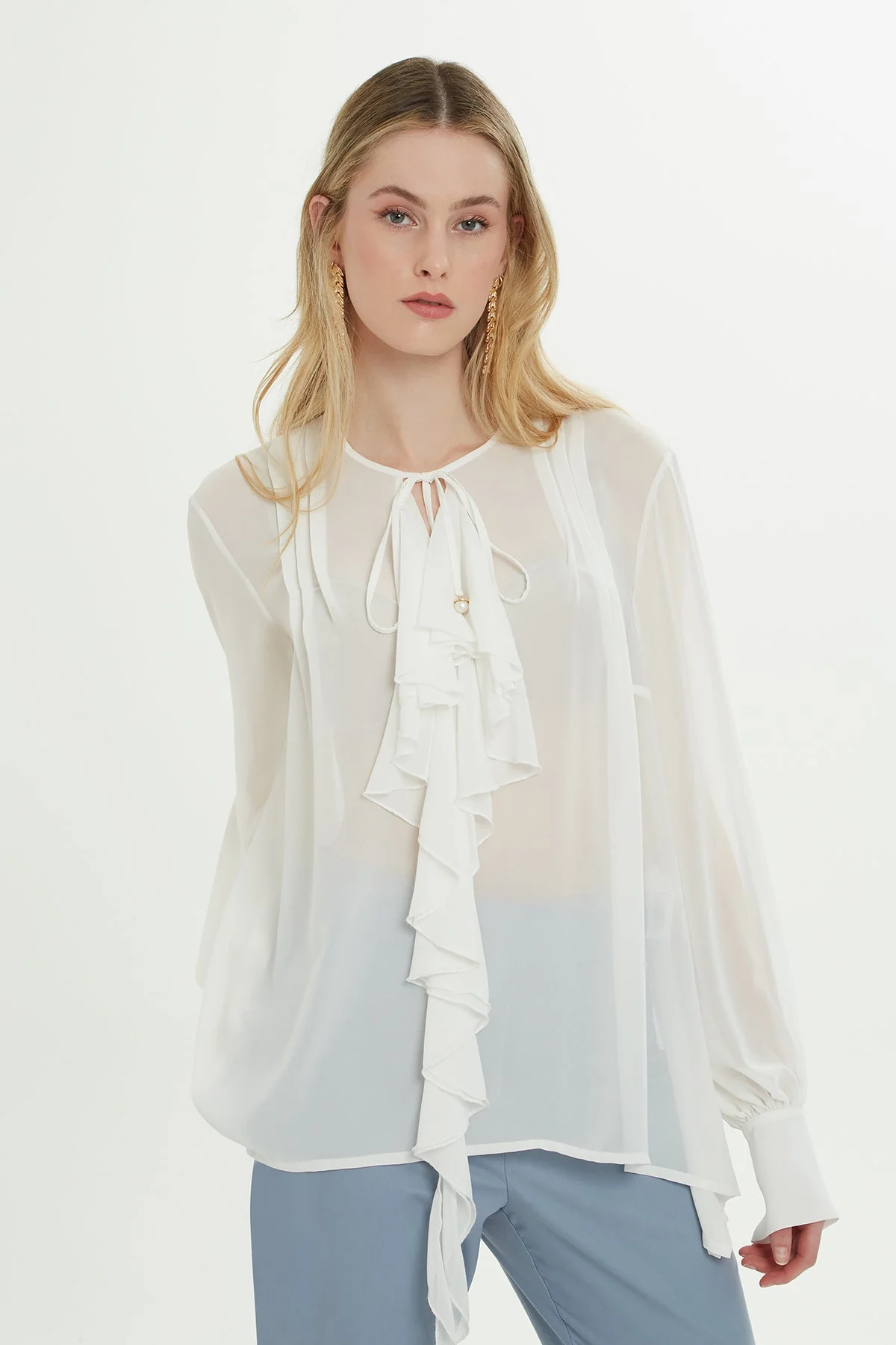 Ecru Volant Blouse - Image 2