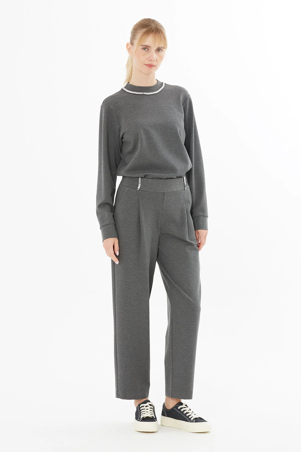 Elastic Hem Tracksuit with Embroidery Detail