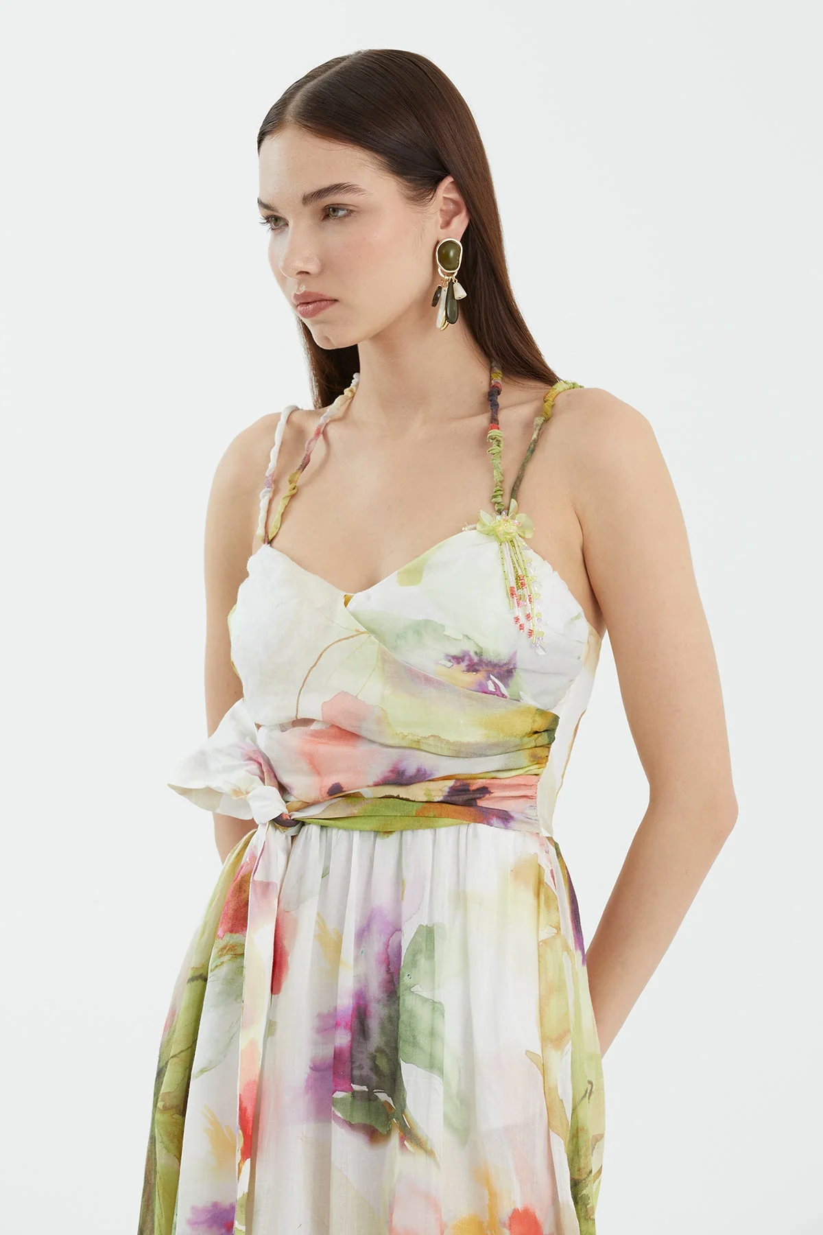 Embroidered Floral Print Dress - Image 2