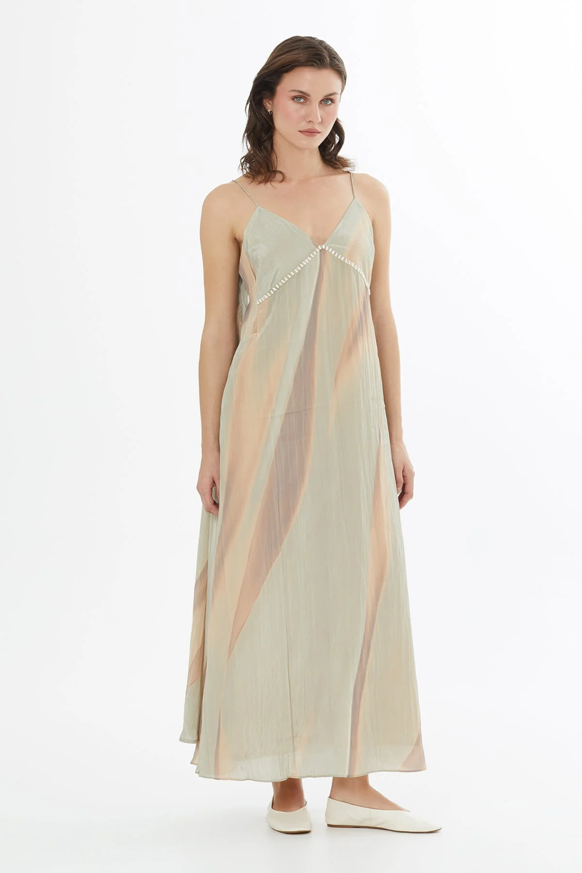 Embroidered Panel Strap Dress