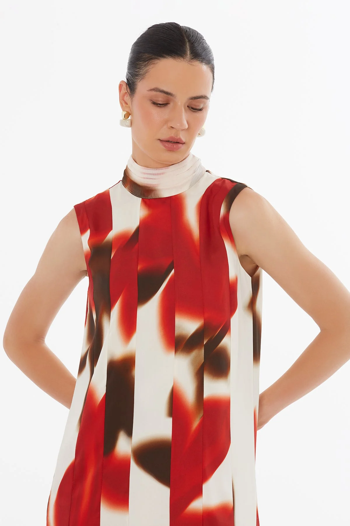 Embroidered Scarf-Hem Maxi Dress - Image 2