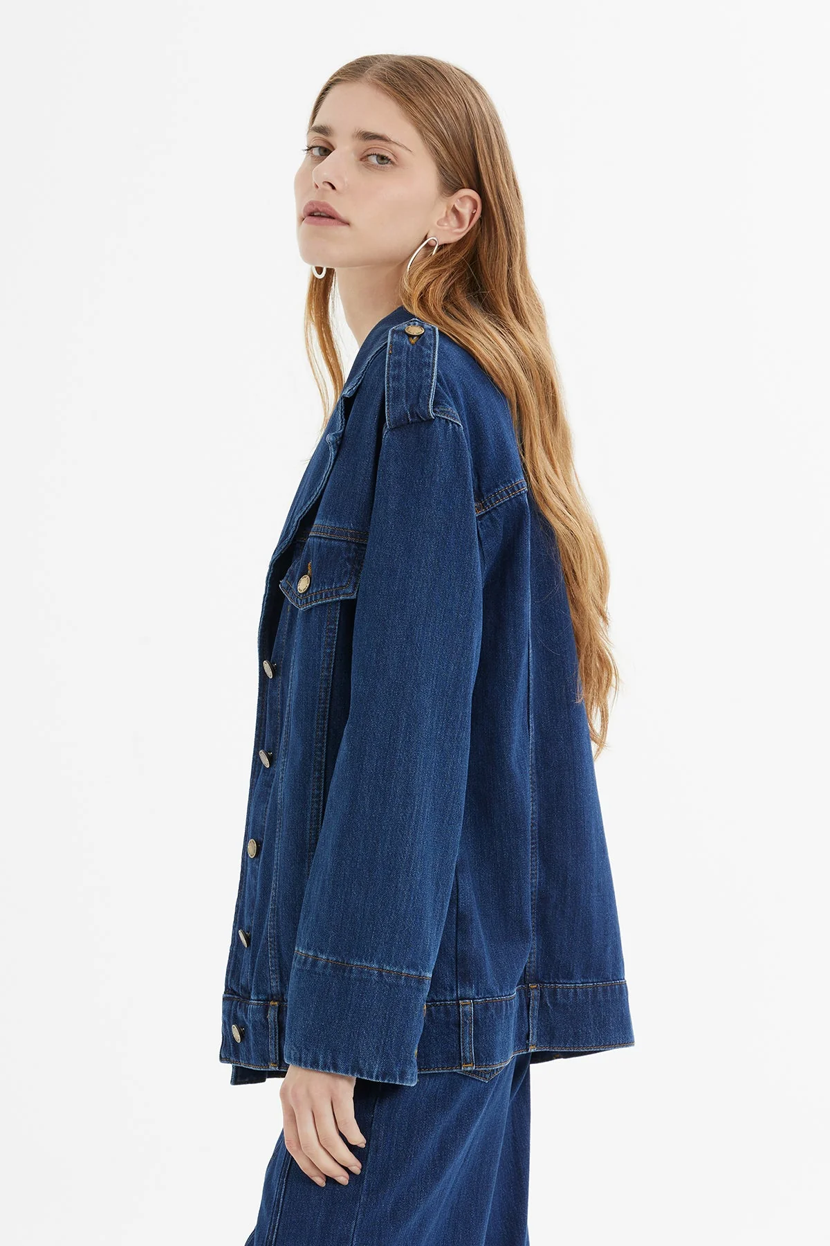 Epaulet Oversize Denim Jacket - Image 4