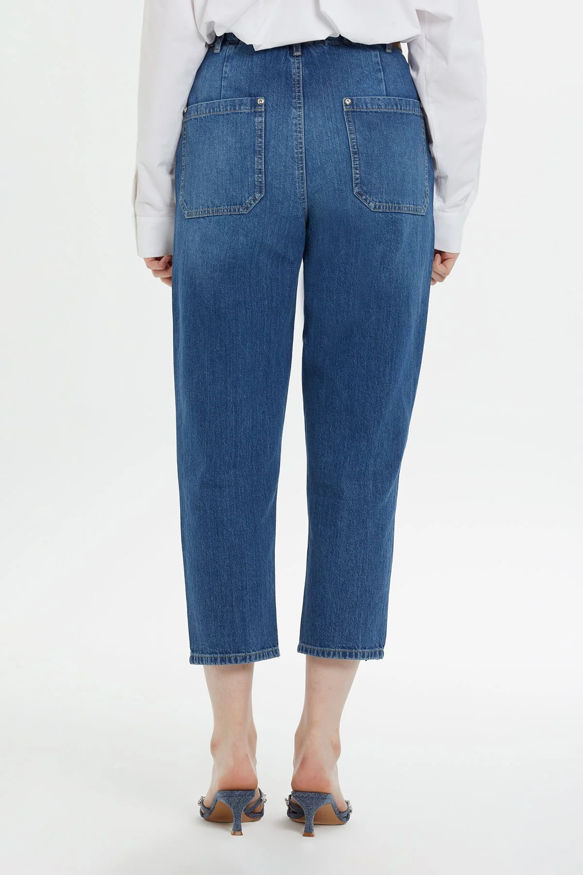 Faded Jacron Detailed Mom Jeans - Image 4