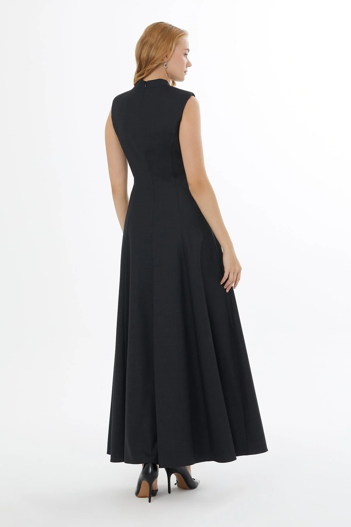 Gray Crew Neck Long Dress - Image 4