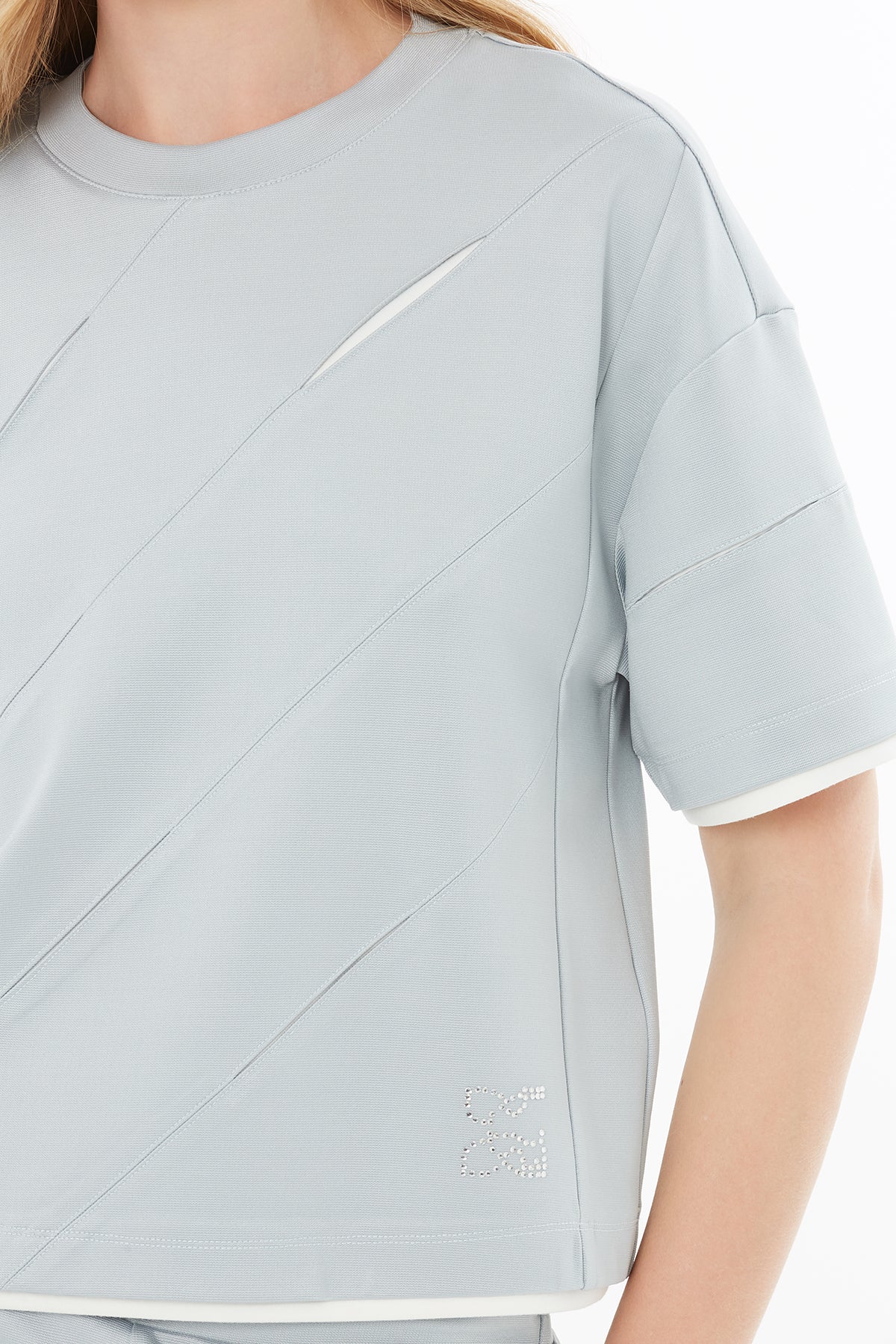 Gray T-Shirt with Cutout Detail - Image 3
