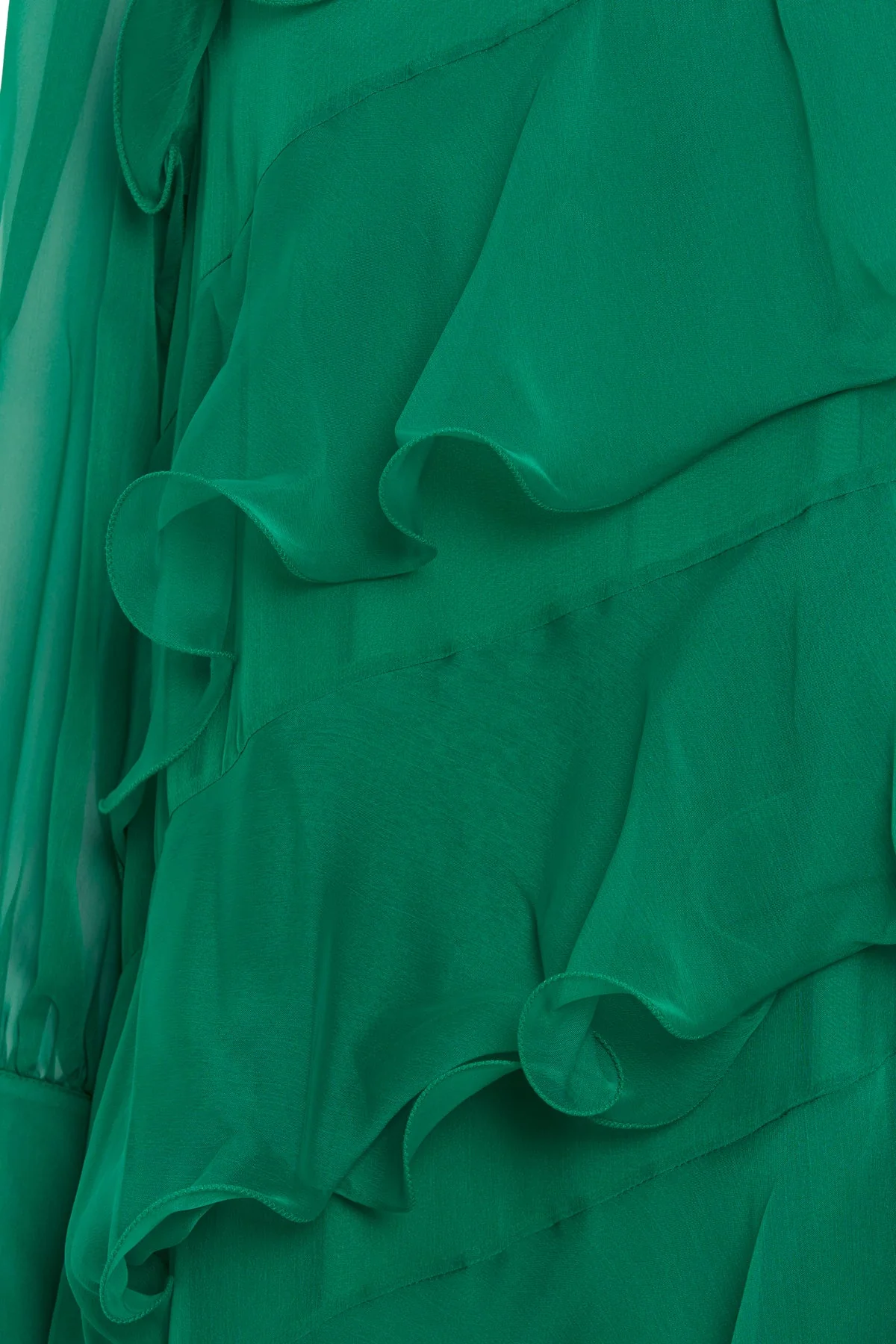Green Asymmetric Ruffled Maxi Dress - Image 2