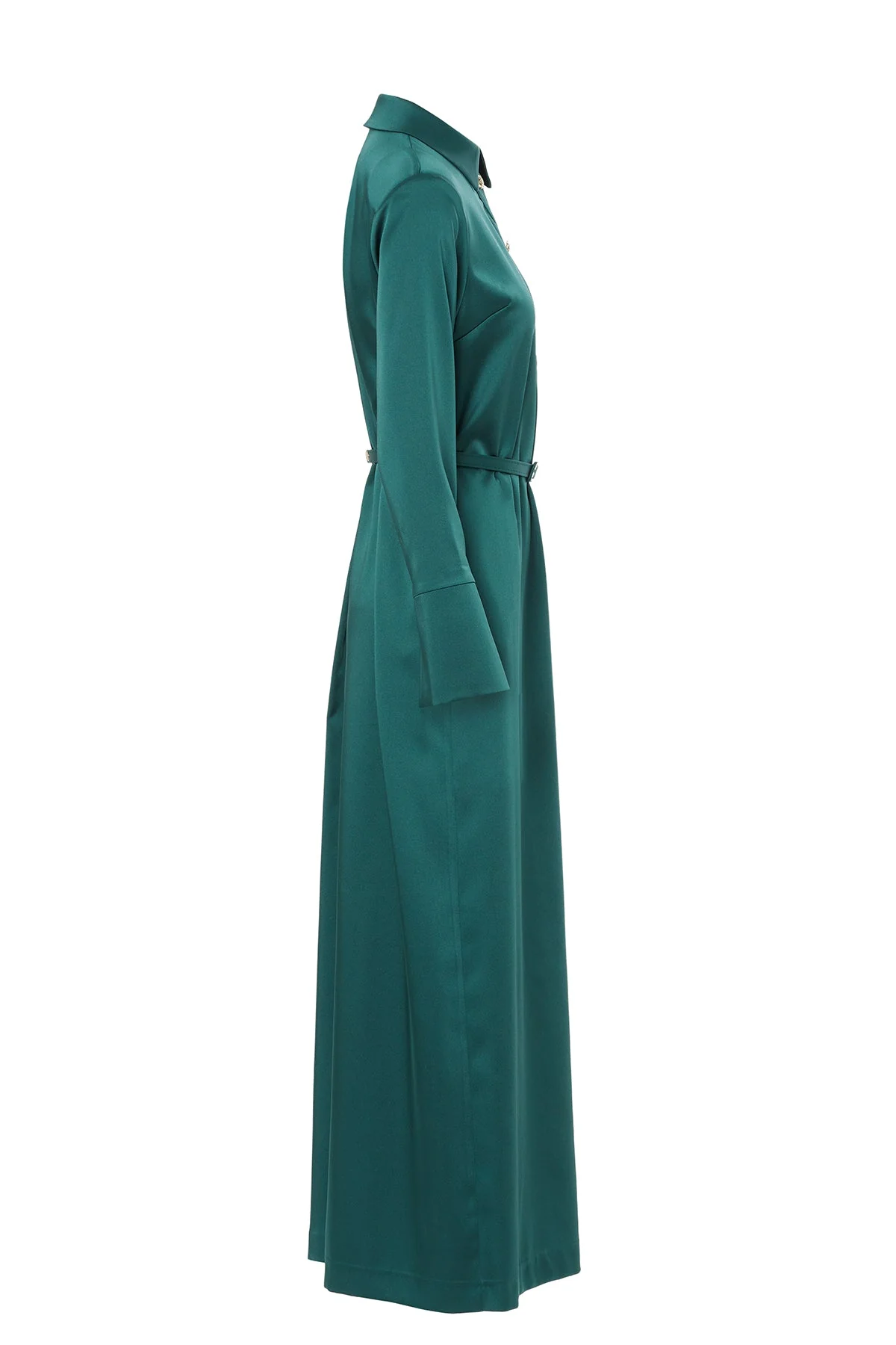 Green Belted Long-Sleeved Maxi Dress - Image 2