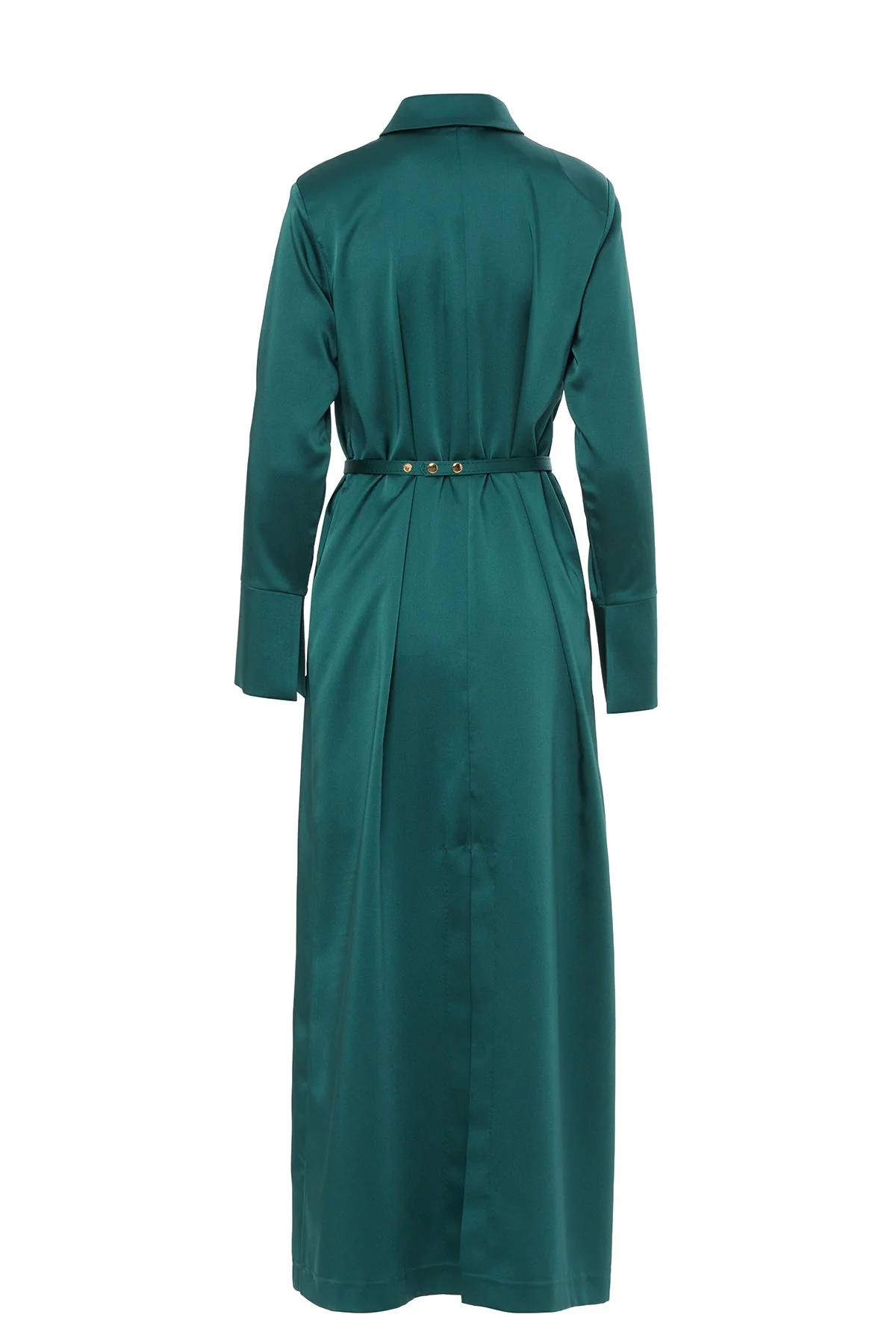 Green Belted Long-Sleeved Maxi Dress - Image 3