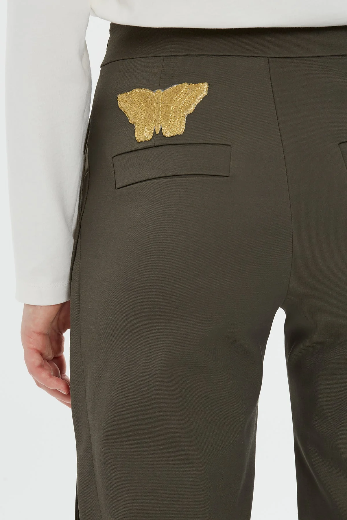 Green Butterfly Embroidered Pants - Image 4