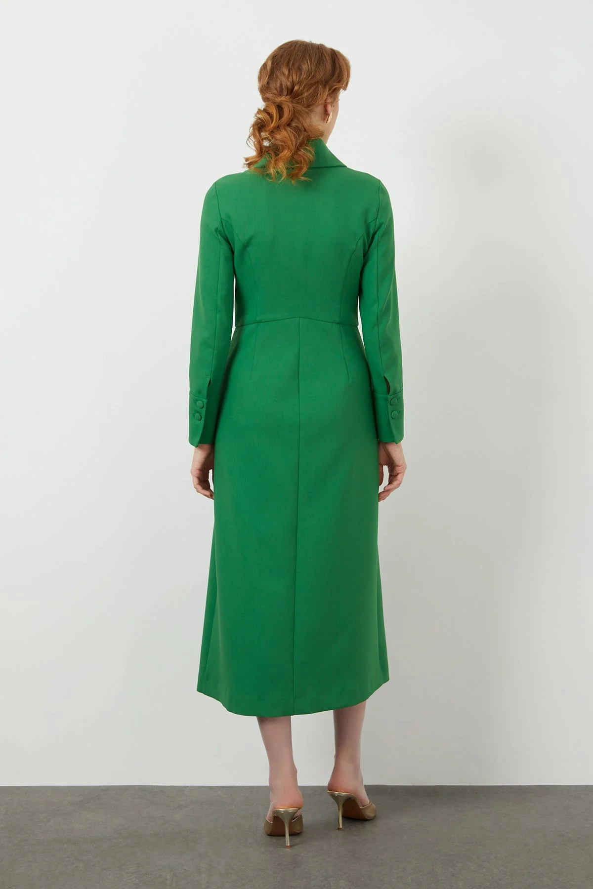 Green Button-Front Midi Dress - Image 4