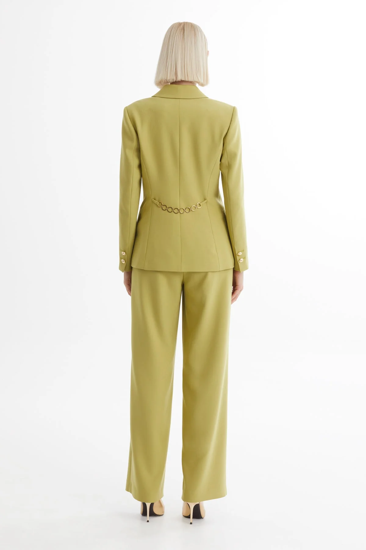 Green Chain-Detail Blazer Trouser Set - Image 4