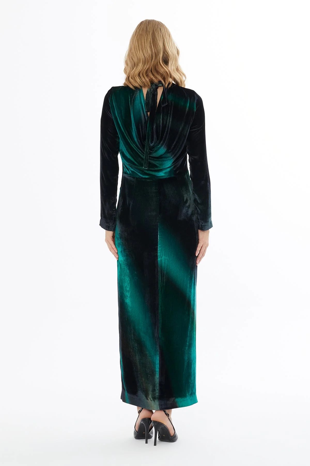 Green Drawstring Slit Maxi Dress - Image 4