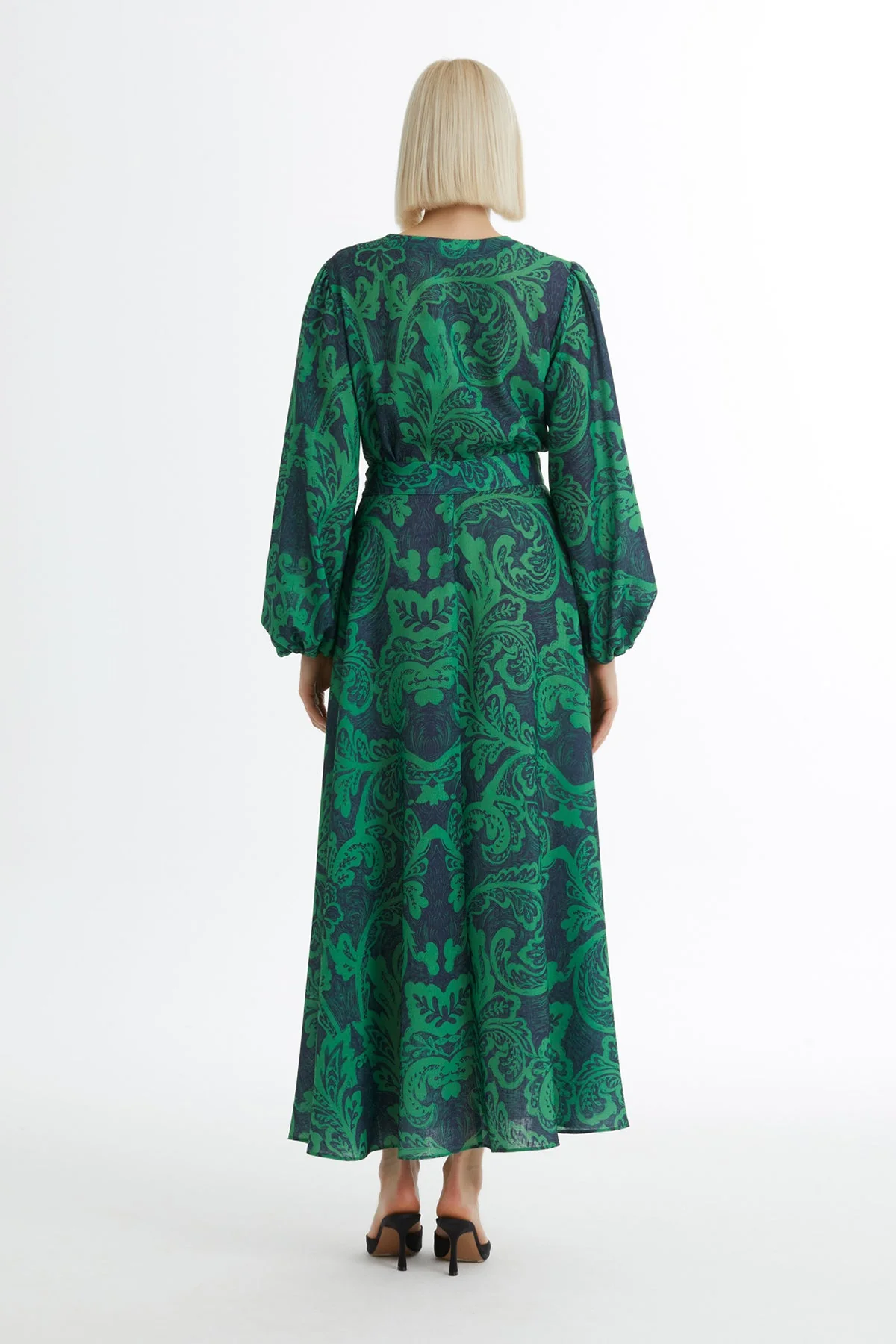 Green Embroidered Patterned Dress - Image 4