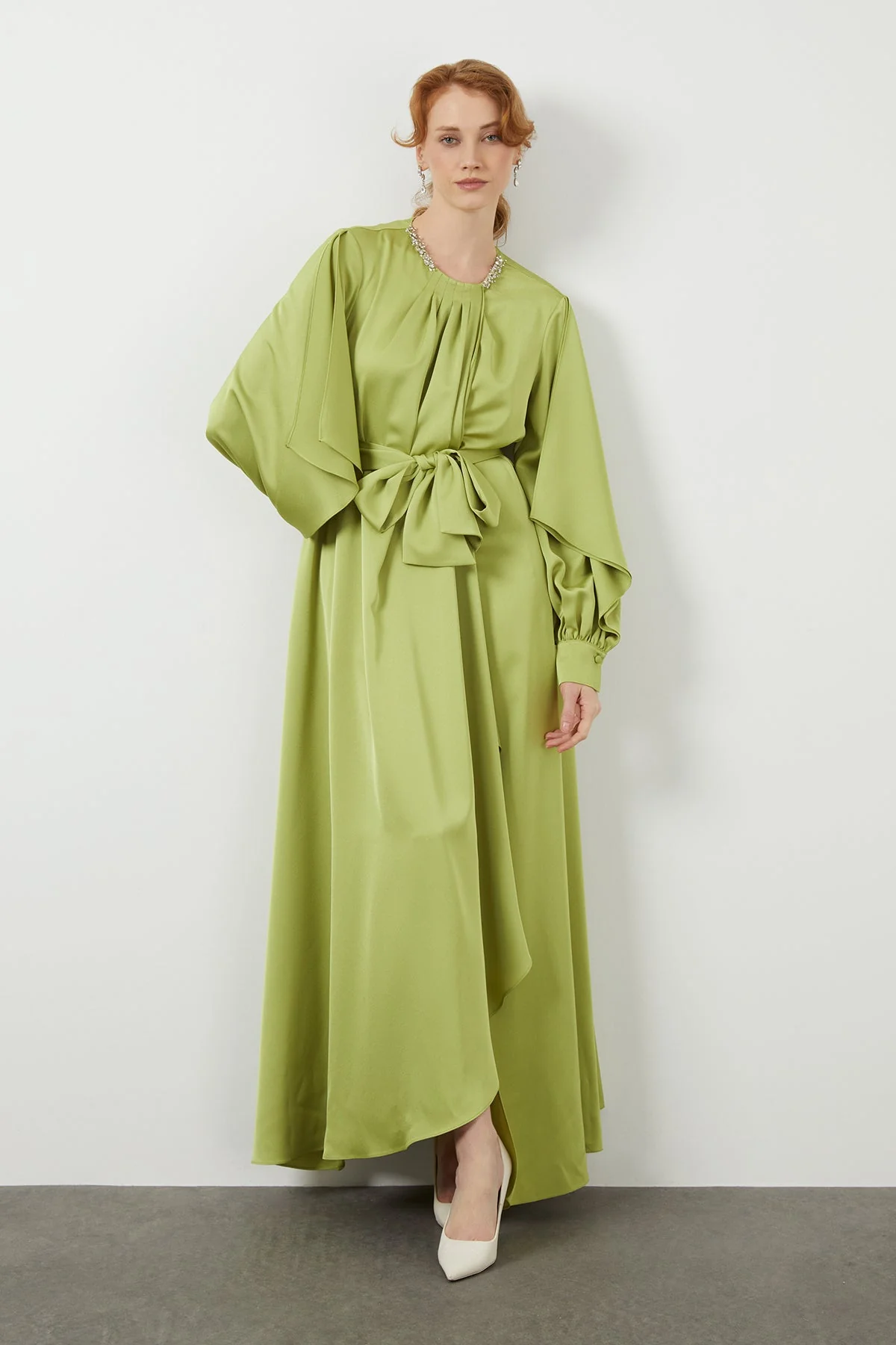 Green Maxi Pleated Dress