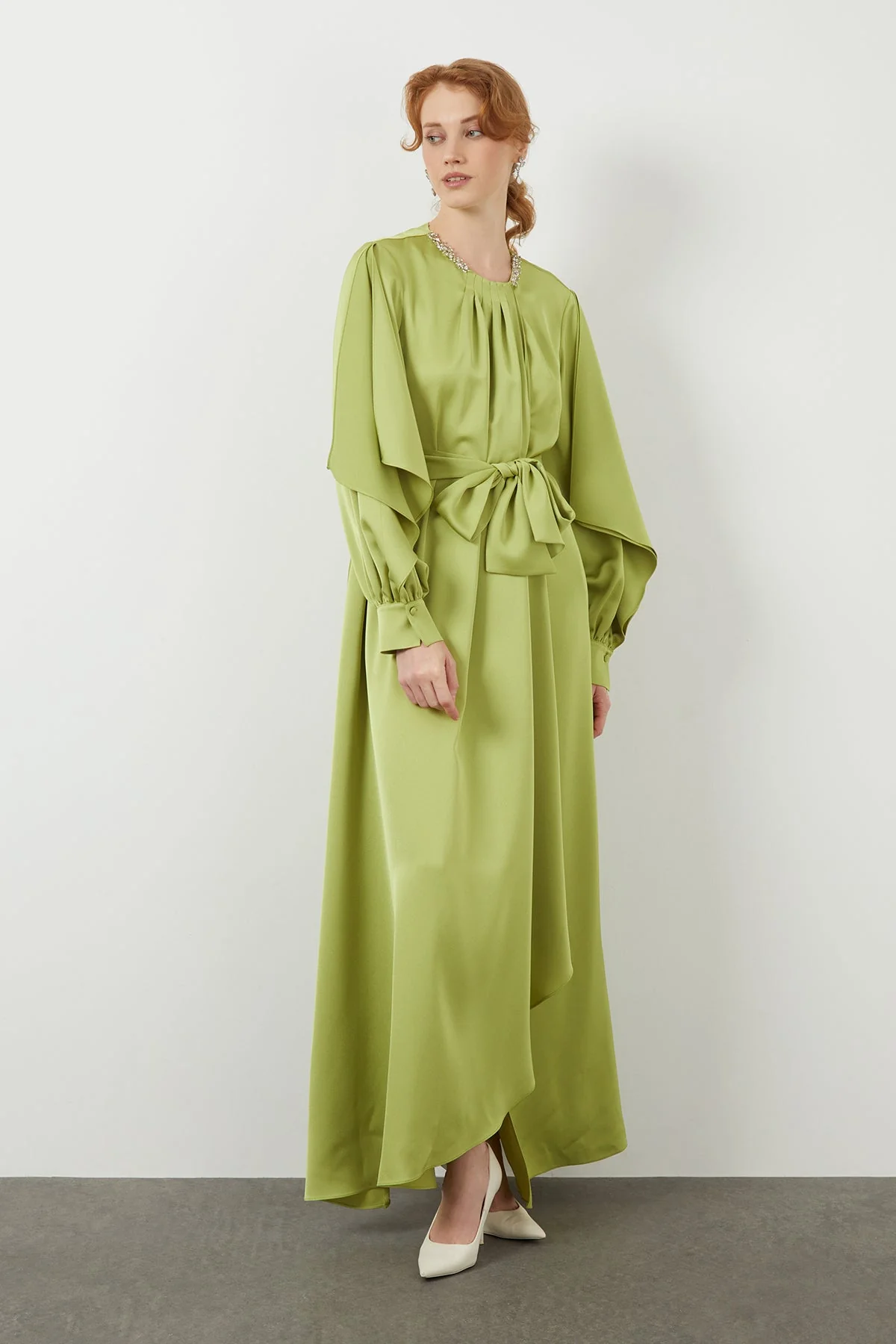 Green Maxi Pleated Dress - Image 2