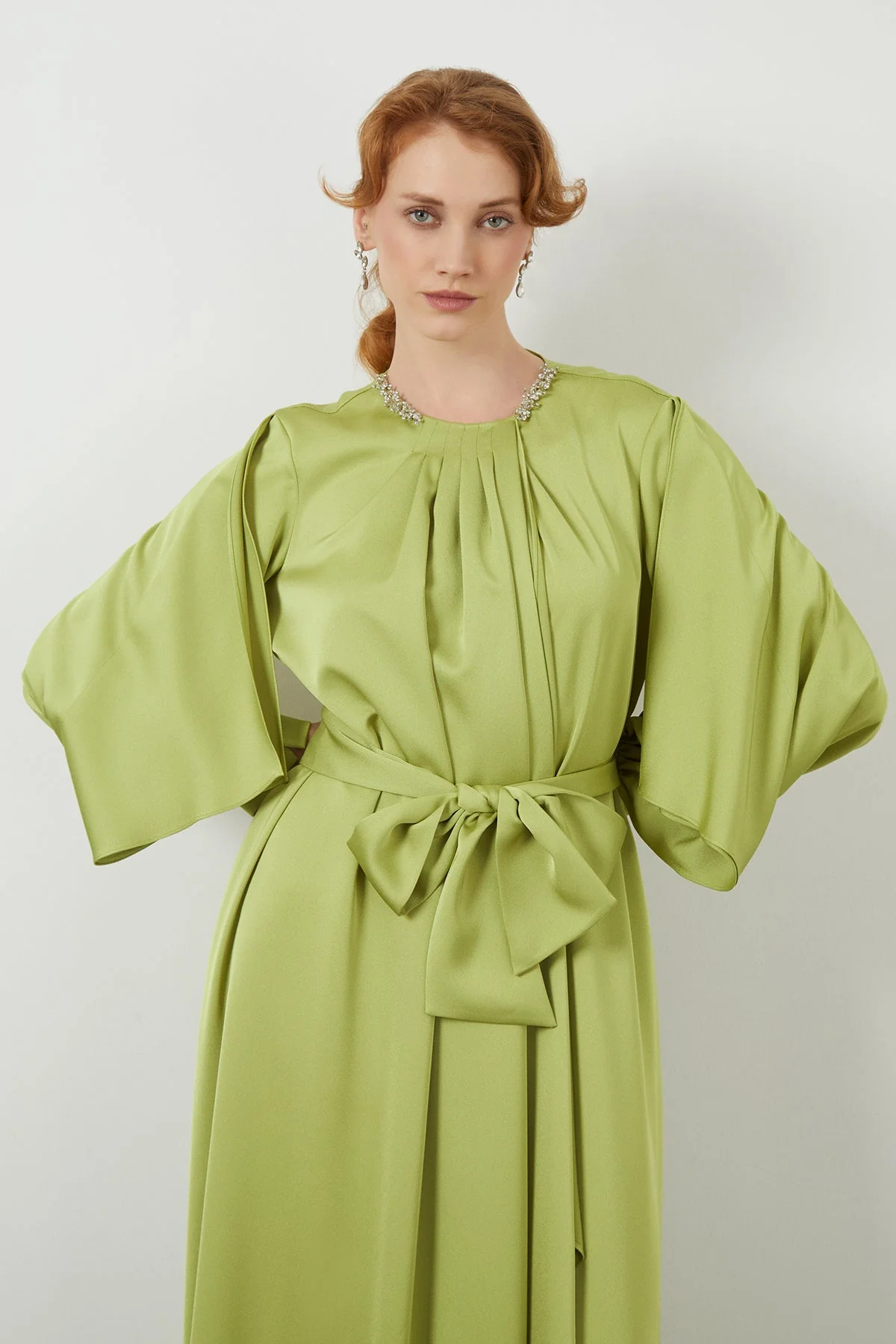 Green Maxi Pleated Dress - Image 3