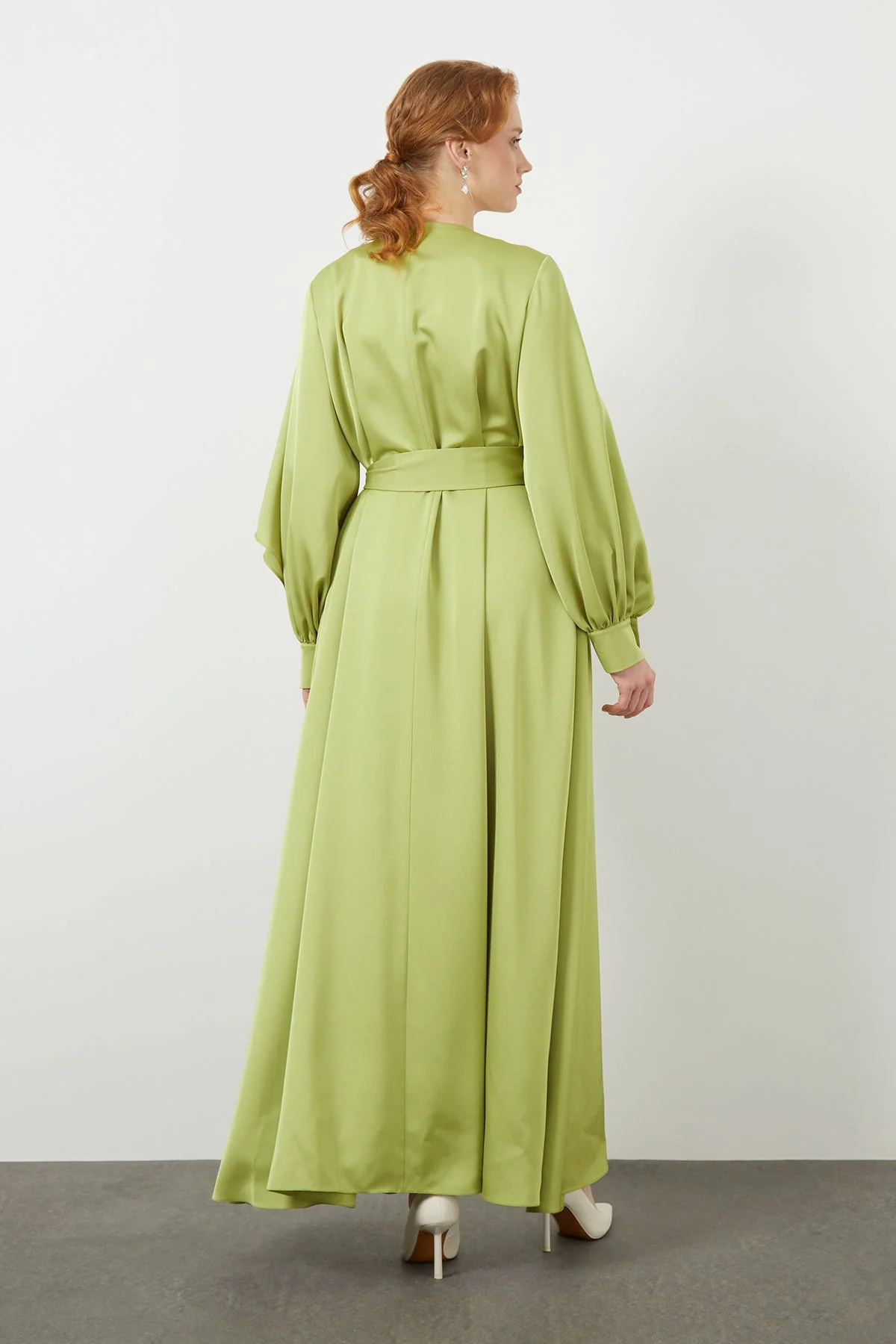 Green Maxi Pleated Dress - Image 4