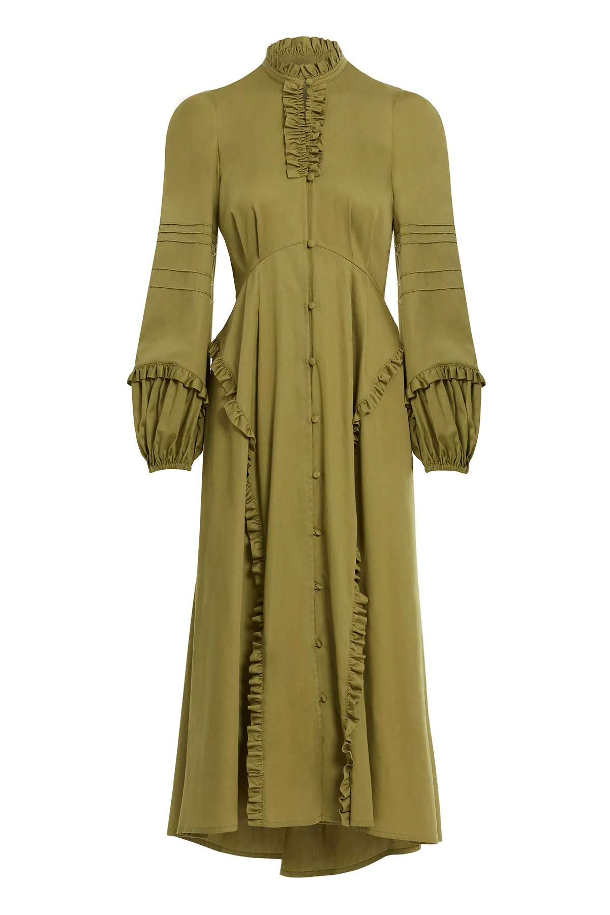 Green Midi Ruffle Collar Dress - Image 5