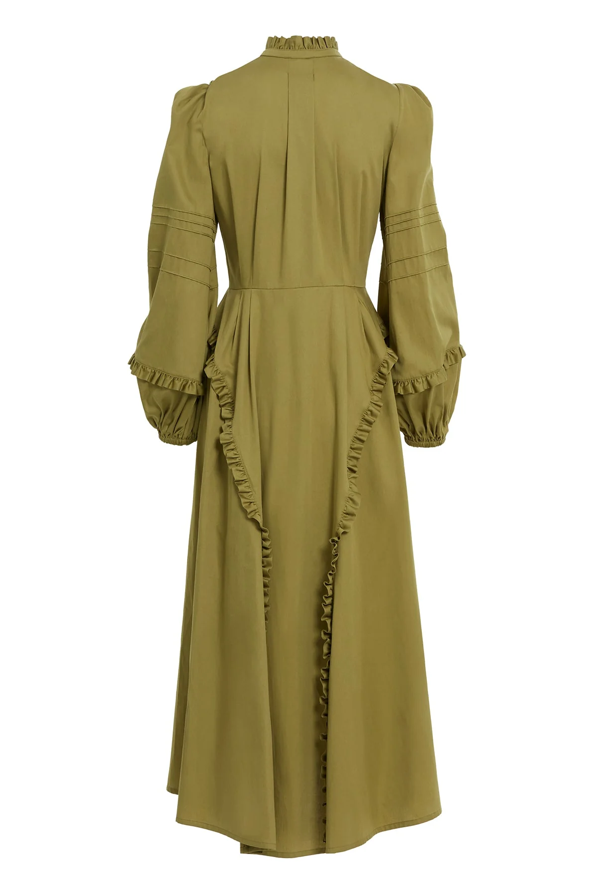 Green Midi Ruffle Collar Dress - Image 6