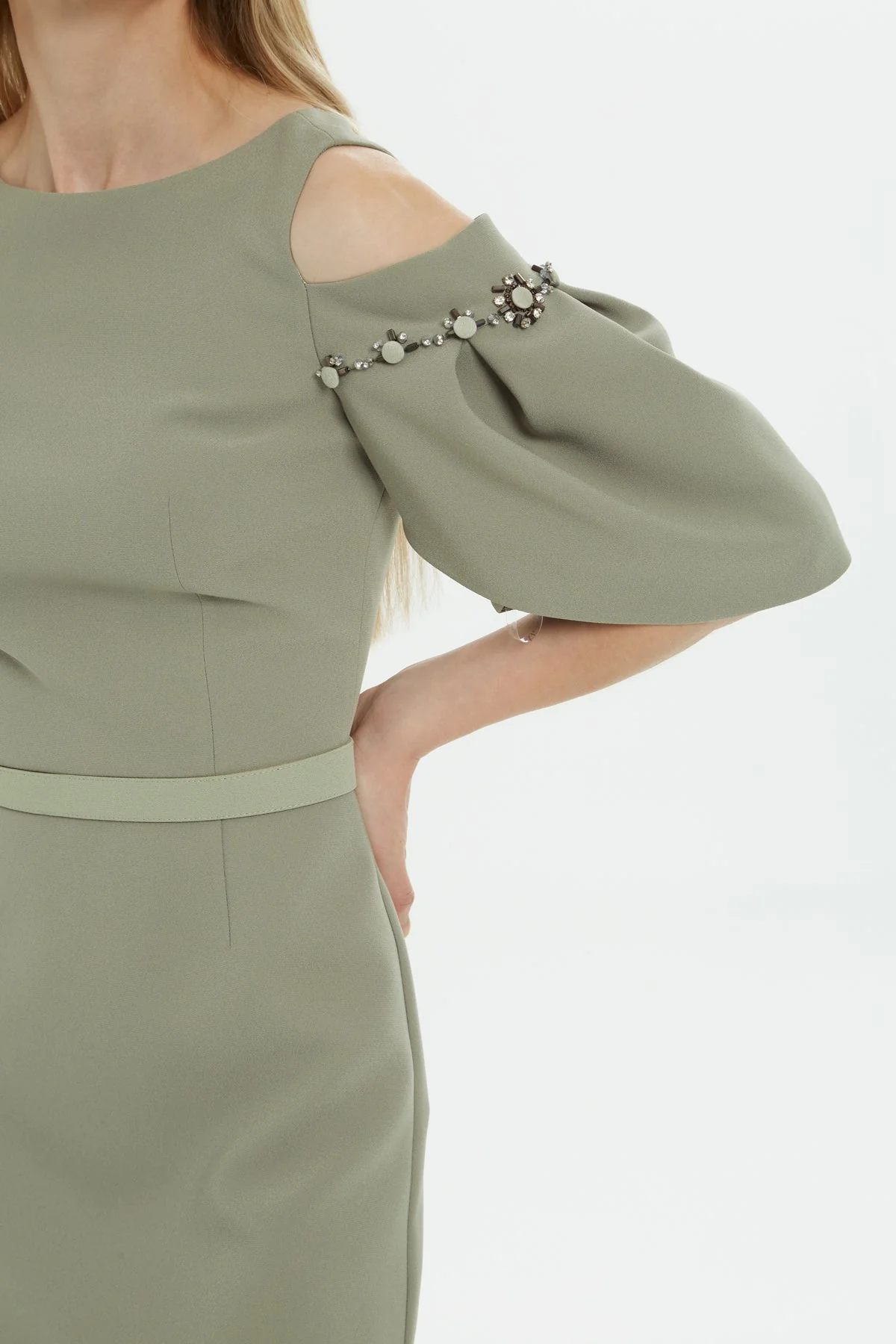 Green Off-Shoulder Long Dress - Image 2