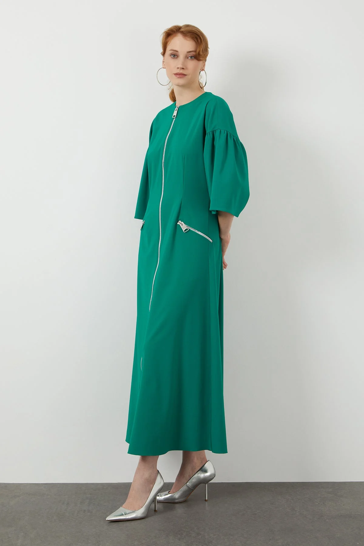 Green Pocketed Midi Dress - Image 2